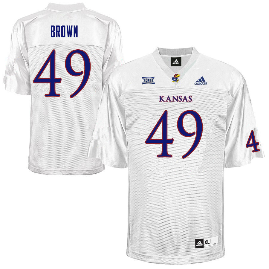 Men #49 Krishawn Brown Kansas Jayhawks College Football Jerseys Sale-White - Click Image to Close